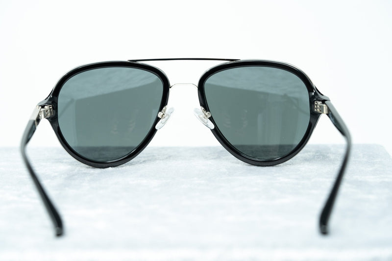 Phillip Lim Sunglasses Black Shiny Silver and Blue Mirror Lenses Category 3 - PL16C23SUN - WatchPilot