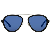 Phillip Lim Sunglasses Black Shiny Silver and Blue Mirror Lenses Category 3 - PL16C23SUN - WatchPilot