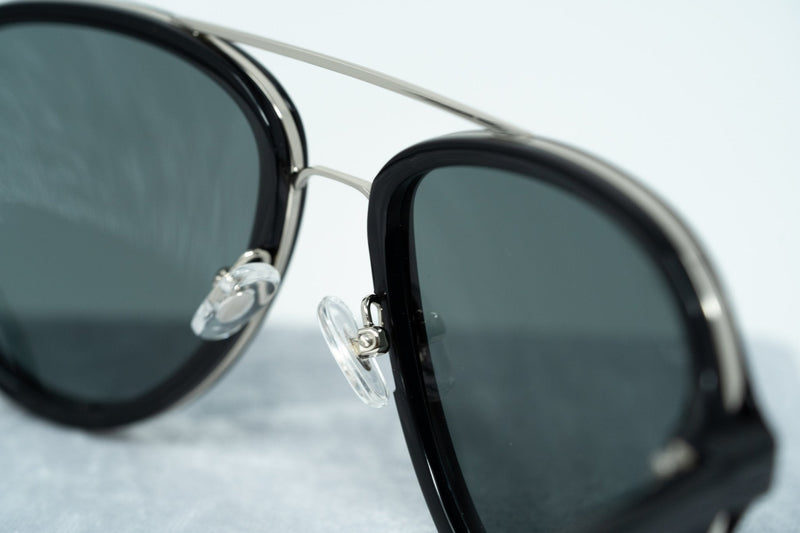 Phillip Lim Sunglasses Black Shiny Silver and Blue Mirror Lenses Category 3 - PL16C23SUN - WatchPilot