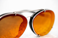 Phillip Lim Sunglasses Brushed Black and Nickel Aviator with Red Mirror Lenses Category 2 - PL170C6SUN - WatchPilot