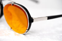 Phillip Lim Sunglasses Brushed Black and Nickel Aviator with Red Mirror Lenses Category 2 - PL170C6SUN - WatchPilot