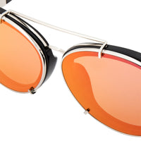 Phillip Lim Sunglasses Brushed Black and Nickel Aviator with Red Mirror Lenses Category 2 - PL170C6SUN - WatchPilot