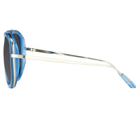 Phillip Lim Sunglasses Men's Aviator Turquoise Nickel with Dark Grey Lenses Category 3 - PL139C6SUN - WatchPilot