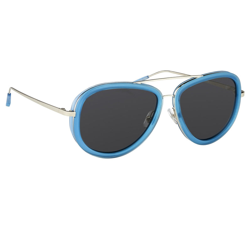 Phillip Lim Sunglasses Men's Aviator Turquoise Nickel with Dark Grey Lenses Category 3 - PL139C6SUN - WatchPilot