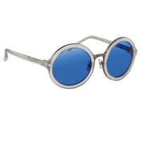 Phillip Lim Sunglasses Round Female Clear and Gun Metal with CAT3 Blue Mirror Lenses - PL11C25SUN - WatchPilot