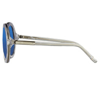 Phillip Lim Sunglasses Round Female Clear and Gun Metal with CAT3 Blue Mirror Lenses - PL11C25SUN - WatchPilot