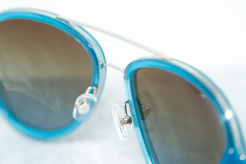 Phillip Lim Sunglasses Turquoise Brushed Silver and Brown Lenses Category 3 - PL16C27SUN - WatchPilot