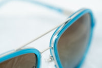 Phillip Lim Sunglasses Turquoise Brushed Silver and Brown Lenses Category 3 - PL16C27SUN - WatchPilot