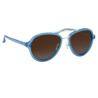 Phillip Lim Sunglasses Turquoise Brushed Silver and Brown Lenses Category 3 - PL16C27SUN - WatchPilot