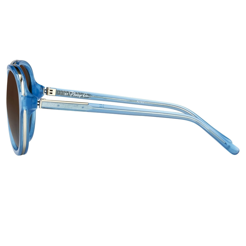 Phillip Lim Sunglasses Turquoise Brushed Silver and Brown Lenses Category 3 - PL16C27SUN - WatchPilot