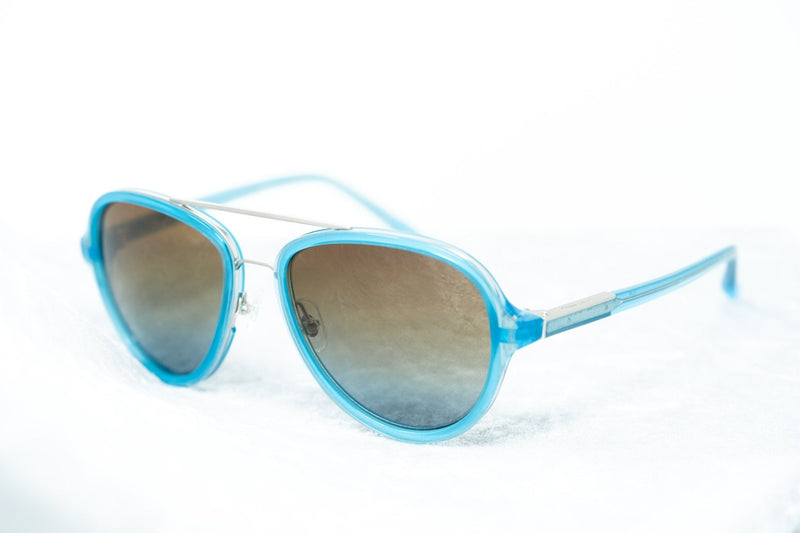 Phillip Lim Sunglasses Turquoise Brushed Silver and Brown Lenses Category 3 - PL16C27SUN - WatchPilot