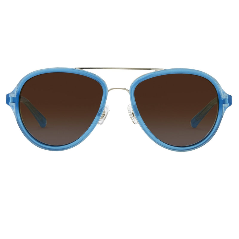 Phillip Lim Sunglasses Turquoise Brushed Silver and Brown Lenses Category 3 - PL16C27SUN - WatchPilot