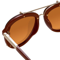 Phillip Lim Sunglasses Unisex Rust and Light Gold Aviator with Rust Mirror Lenses Category 3 - PL162C13SUN - WatchPilot