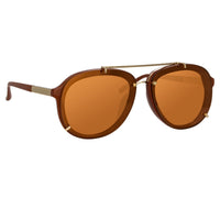 Phillip Lim Sunglasses Unisex Rust and Light Gold Aviator with Rust Mirror Lenses Category 3 - PL162C13SUN - WatchPilot