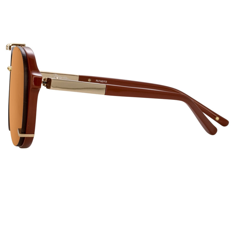 Phillip Lim Sunglasses Unisex Rust and Light Gold Aviator with Rust Mirror Lenses Category 3 - PL162C13SUN - WatchPilot