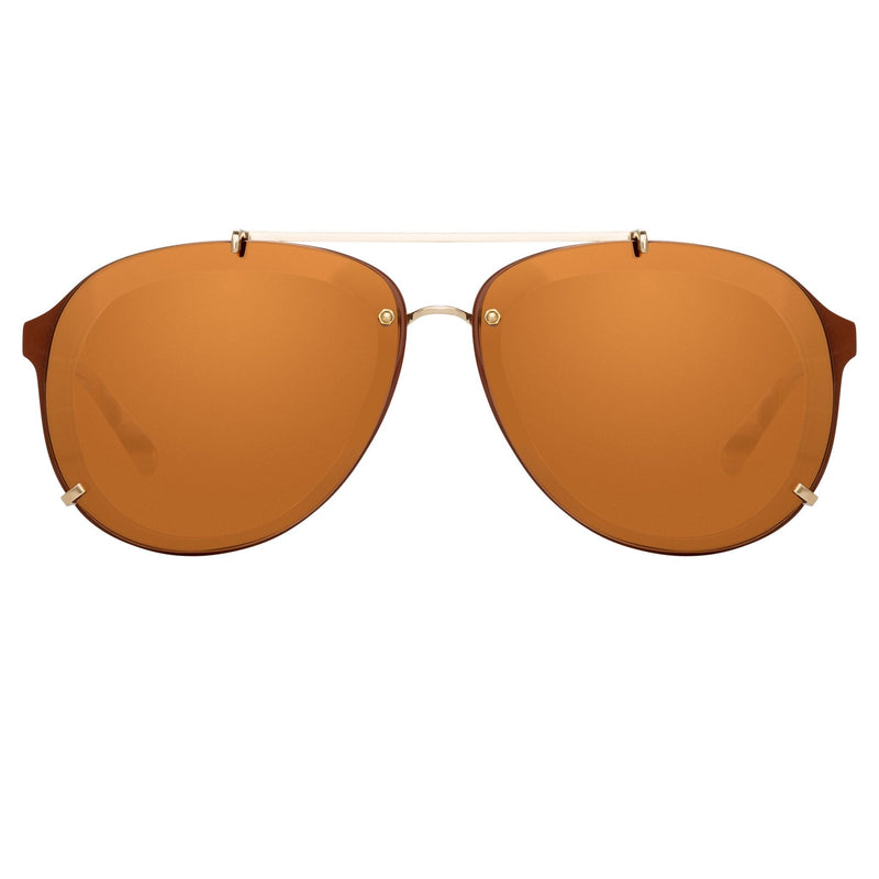 Phillip Lim Sunglasses Unisex Rust and Light Gold Aviator with Rust Mirror Lenses Category 3 - PL162C13SUN - WatchPilot