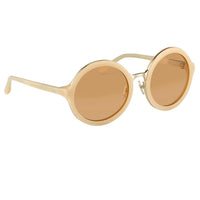 Phillip Lim Sunglasses with Round Apricot Brushed Gold and Dark Brown Lenses - PL11C15SUN - WatchPilot