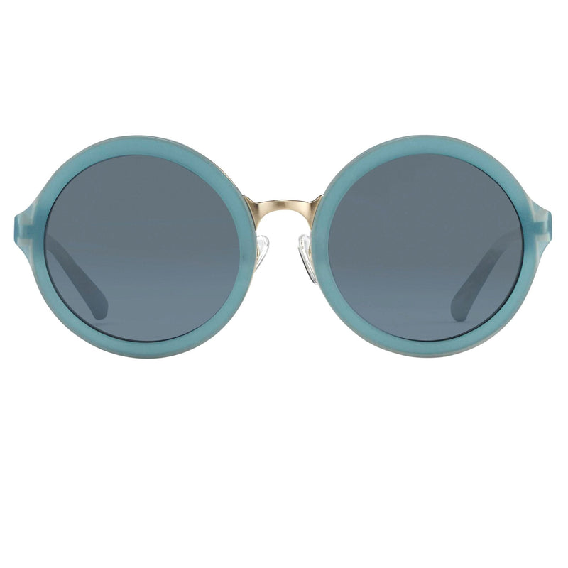 Phillip Lim Sunglasses with Round Blue Brushed Gold and Navy Blue Lenses - PL11C16SUN - WatchPilot