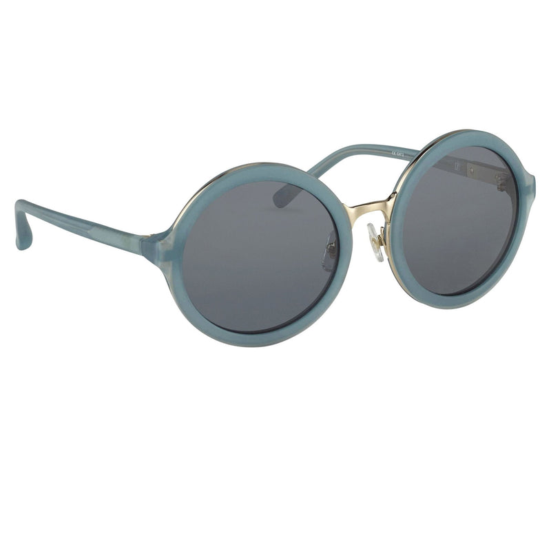 Phillip Lim Sunglasses with Round Blue Brushed Gold and Navy Blue Lenses - PL11C16SUN - WatchPilot