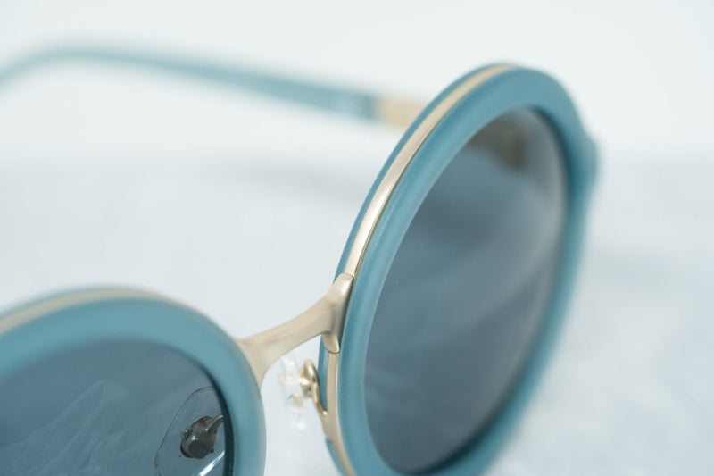 Phillip Lim Sunglasses with Round Blue Brushed Gold and Navy Blue Lenses - PL11C16SUN - WatchPilot