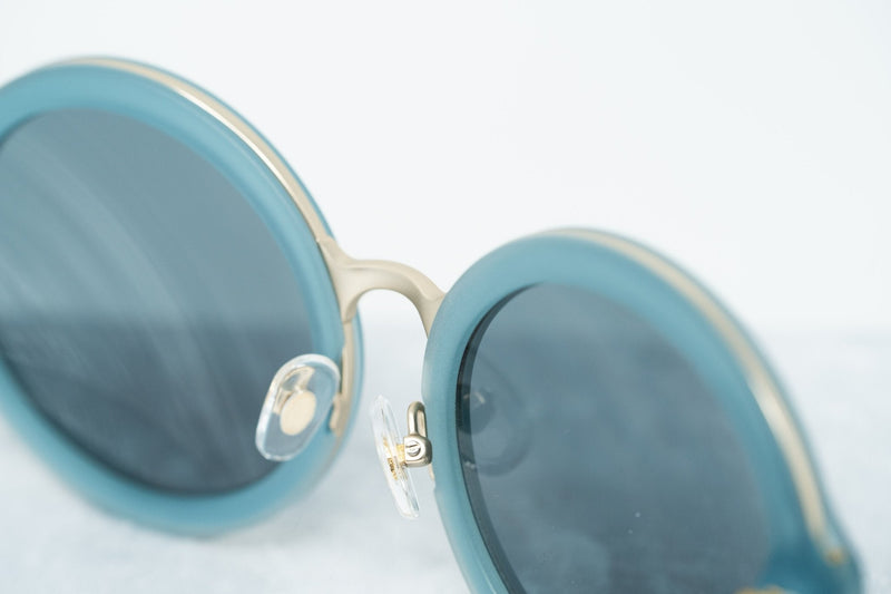 Phillip Lim Sunglasses with Round Blue Brushed Gold and Navy Blue Lenses - PL11C16SUN - WatchPilot