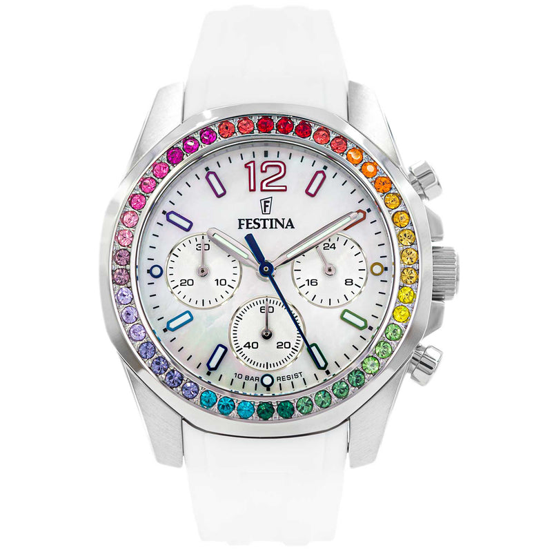 Festina Chrono Rainbow Ladies White Watch F20610/2