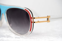 Prabal Gurung Sunglasses Female Aviator Blue/Red and Clear Acetate CAT 3 Grey Lenses PG10C2SUN - WatchPilot