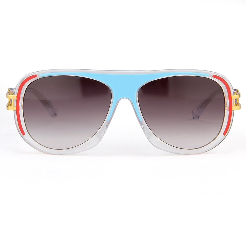 Prabal Gurung Sunglasses Female Aviator Blue/Red and Clear Acetate CAT 3 Grey Lenses PG10C2SUN - WatchPilot