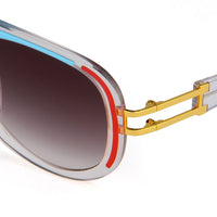 Prabal Gurung Sunglasses Female Aviator Blue/Red and Clear Acetate CAT 3 Grey Lenses PG10C2SUN - WatchPilot