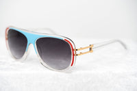 Prabal Gurung Sunglasses Female Aviator Blue/Red and Clear Acetate CAT 3 Grey Lenses PG10C2SUN - WatchPilot