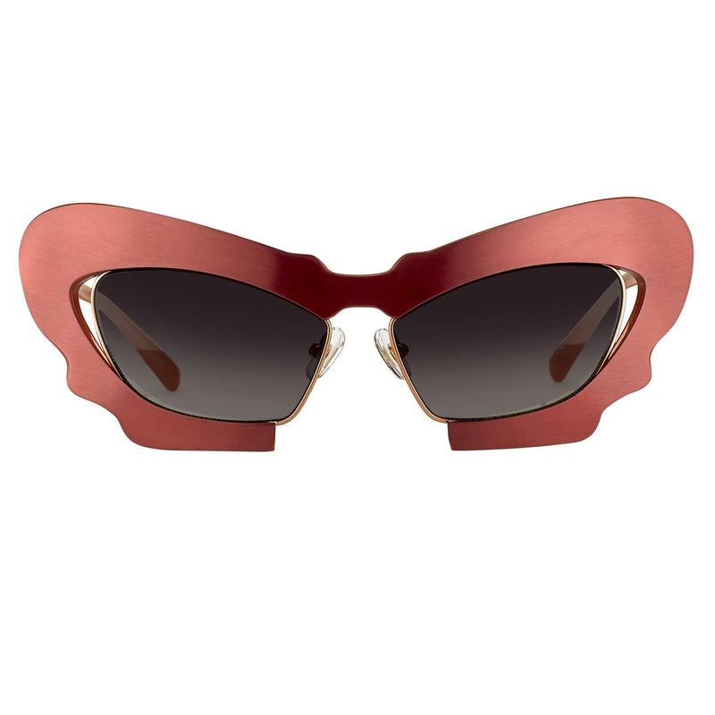 Prabal Gurung Sunglasses Female Cat Eye Brushed Red Category 3 Grey Gradient Lenses PG1C10SUN - WatchPilot