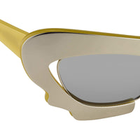 Prabal Gurung Sunglasses Female Cat Eye Silver Mustard Yellow Category 3 Silver Mirror Lenses PG1C11SUN - WatchPilot