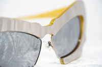 Prabal Gurung Sunglasses Female Cat Eye Silver Mustard Yellow Category 3 Silver Mirror Lenses PG1C11SUN - WatchPilot