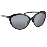 Prabal Gurung Sunglasses Female Oversized Black and Black/Teal Category 3 Silver Mirror Lenses PG22C5SUN - WatchPilot