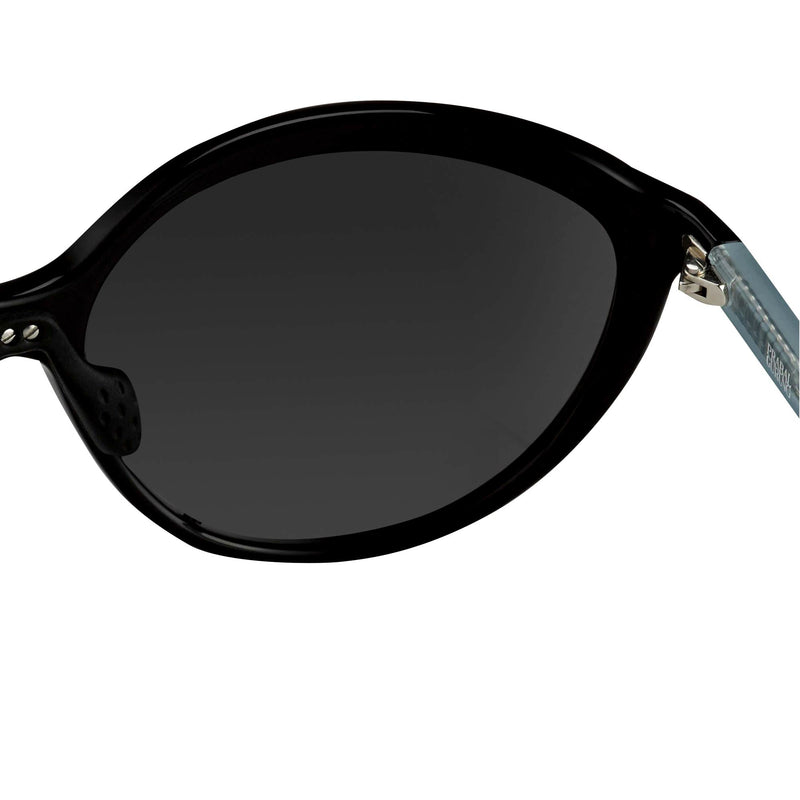 Prabal Gurung Sunglasses Female Oversized Black and Black/Teal Category 3 Silver Mirror Lenses PG22C5SUN - WatchPilot