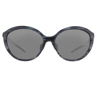 Prabal Gurung Sunglasses Female Oversized Blue Horn and Clear Pink/Black Category 3 Grey Mirror Lenses PG22C1SUN - WatchPilot