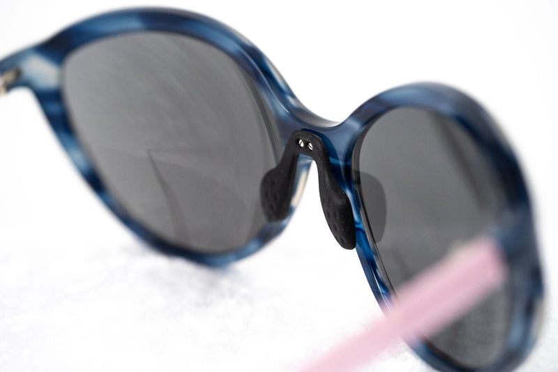 Prabal Gurung Sunglasses Female Oversized Blue Horn and Clear Pink/Black Category 3 Grey Mirror Lenses PG22C1SUN - WatchPilot