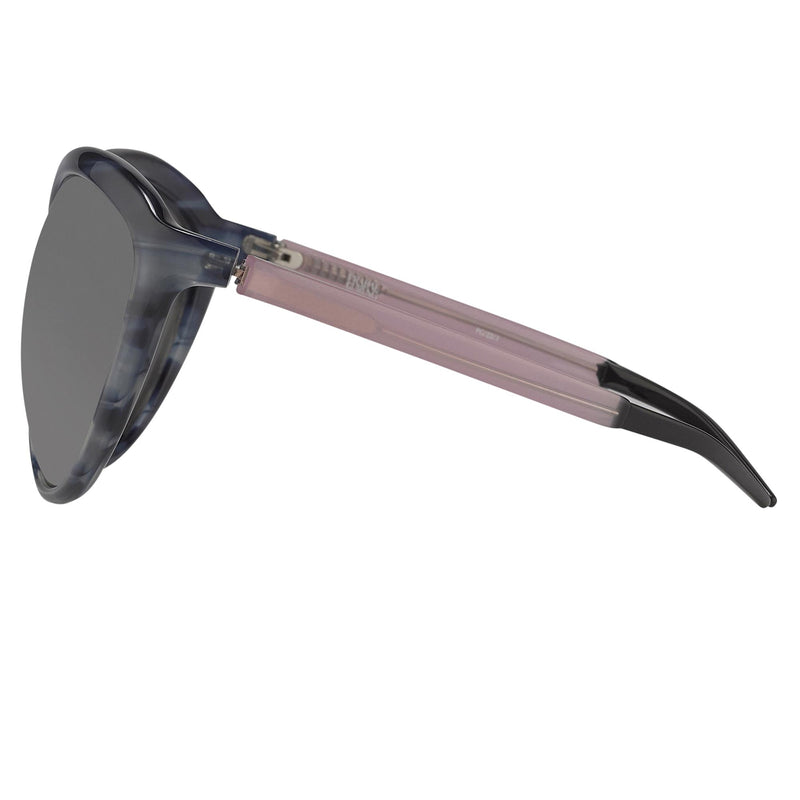 Prabal Gurung Sunglasses Female Oversized Blue Horn and Clear Pink/Black Category 3 Grey Mirror Lenses PG22C1SUN - WatchPilot