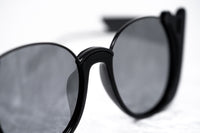 Prabal Gurung Sunglasses Female Round Black Category 3 Black Smoke Mirror Lenses PG24C2SUN - WatchPilot