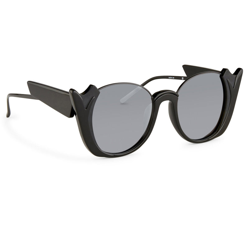 Prabal Gurung Sunglasses Female Round Black Category 3 Black Smoke Mirror Lenses PG24C2SUN - WatchPilot