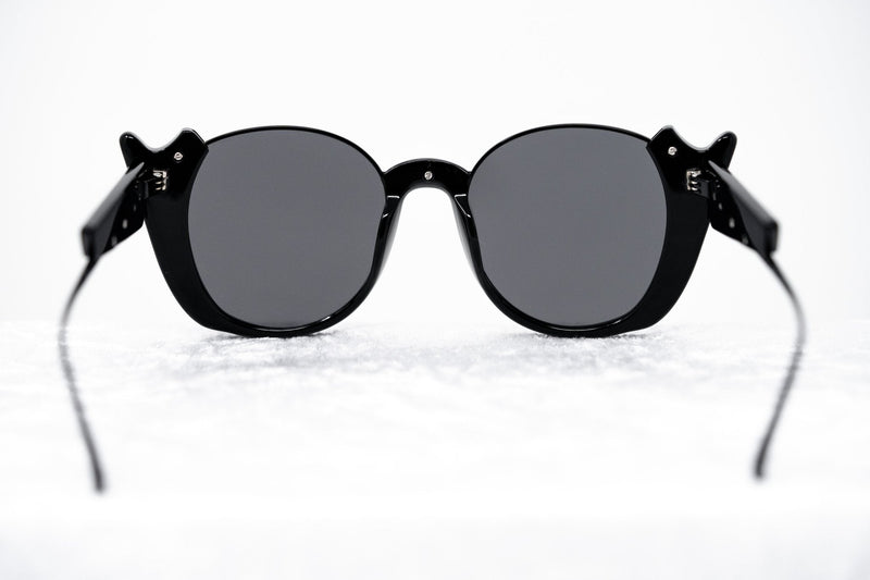 Prabal Gurung Sunglasses Female Round Black Category 3 Black Smoke Mirror Lenses PG24C2SUN - WatchPilot