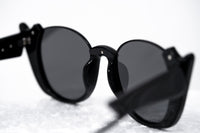 Prabal Gurung Sunglasses Female Round Black Category 3 Black Smoke Mirror Lenses PG24C2SUN - WatchPilot