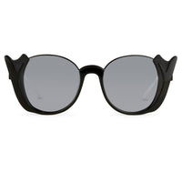 Prabal Gurung Sunglasses Female Round Black Category 3 Black Smoke Mirror Lenses PG24C2SUN - WatchPilot