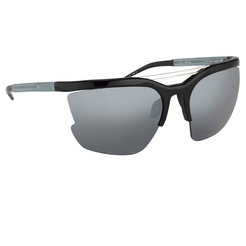 Prabal Gurung Sunglasses Female Special Frame Shiny Black Category 3 Grey Mirror Lenses PG21C5SUN - WatchPilot