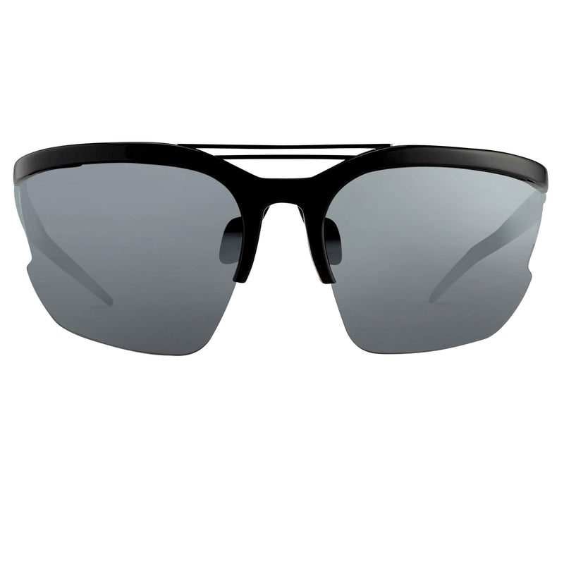 Prabal Gurung Sunglasses Female Special Frame Shiny Black Category 3 Grey Mirror Lenses PG21C5SUN - WatchPilot