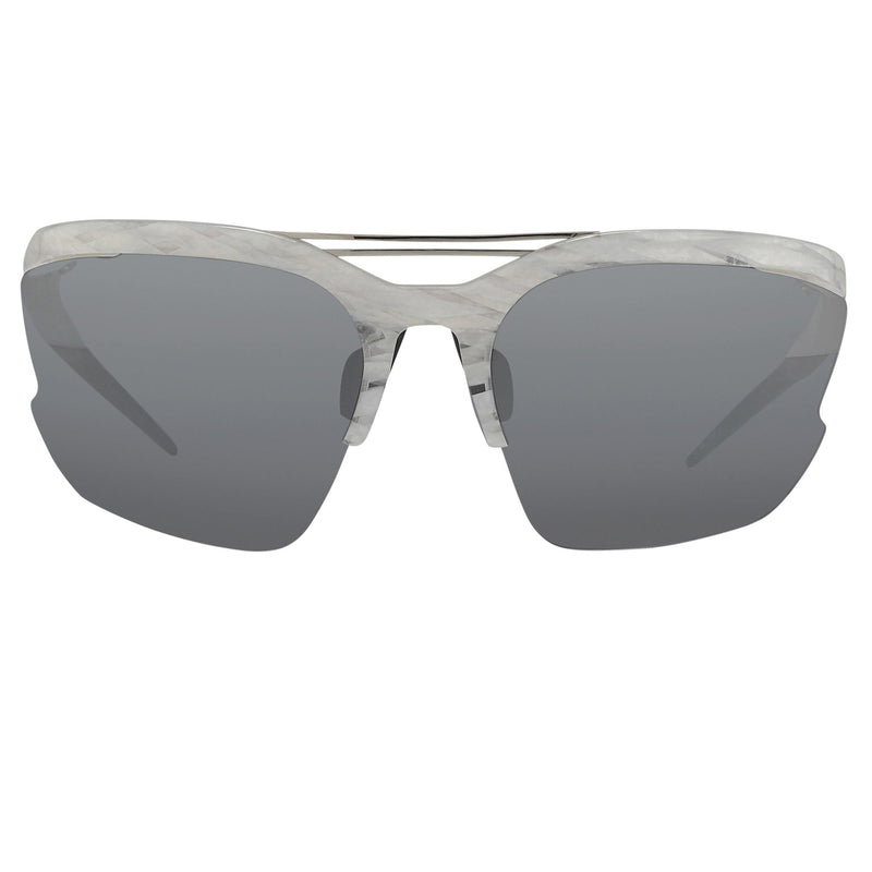 Prabal Gurung Sunglasses Female Special Frame White Horn Category 3 Blue Mirror Lenses PG21C4SUN - WatchPilot