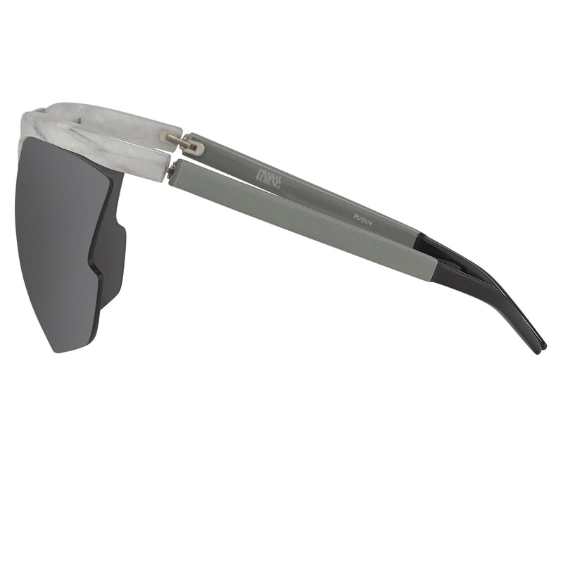 Prabal Gurung Sunglasses Female Special Frame White Horn Category 3 Blue Mirror Lenses PG21C4SUN - WatchPilot