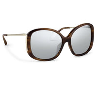 Prabal Gurung Sunglasses Oversized Female Amaretto Brown Frame Category 3 Silver Mirros Lenses PG23C3SUN - WatchPilot