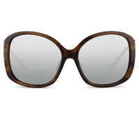 Prabal Gurung Sunglasses Oversized Female Amaretto Brown Frame Category 3 Silver Mirros Lenses PG23C3SUN - WatchPilot