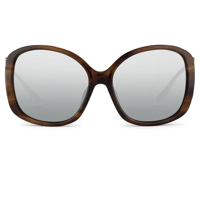 Prabal Gurung Sunglasses Oversized Female Amaretto Brown Frame Category 3 Silver Mirros Lenses PG23C3SUN - WatchPilot